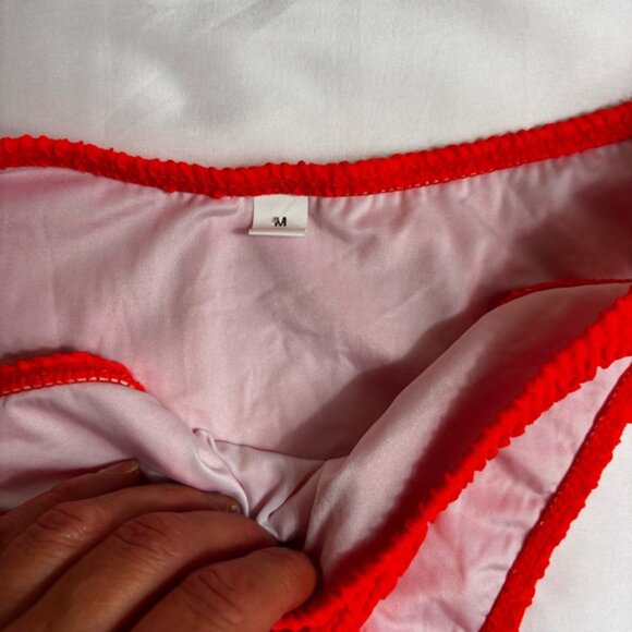 Women's Bikini Swimsuit Size M Orange off shoulder NWOT - Picture 4 of 6